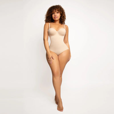 Seamless Cupped Bodysuit with Cups and Removable Straps