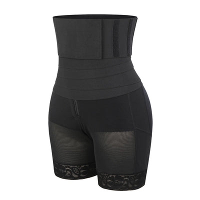 2 IN 1 Fajas Shaper Shorts and Removable Waist Trainer Wrap