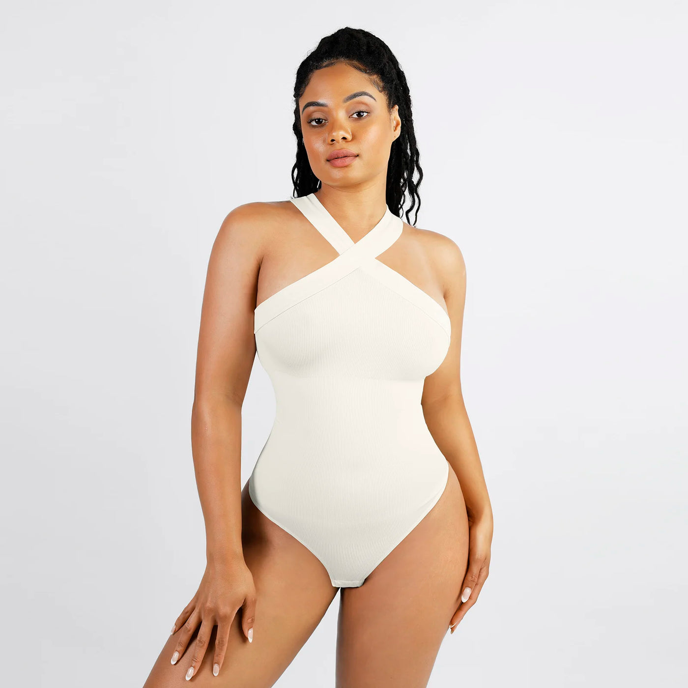 Criss-cross Halter Bodysuit Body Shaper